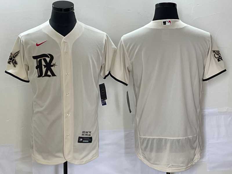 Men%27s Texas Rangers Blank Cream 2023 City Connect Flex Base Stitched Baseball Jersey